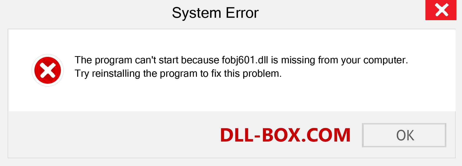  fobj601.dll file is missing?. Download for Windows 7, 8, 10 - Fix  fobj601 dll Missing Error on Windows, photos, images